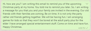 Invitation reminder email message