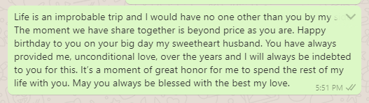 Birthday wish message to husband