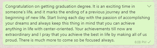 High school graduation wish message