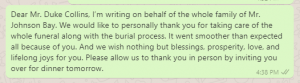 Appreciation Message for Financial Support for Burial