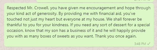 Appreciation message to boss for financial support