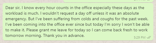 Cold and cough leave messages
