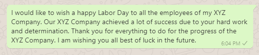 Labor Day Messages
