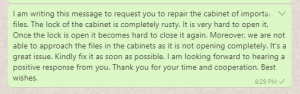 Message to Boss for Repair and Maintenance
