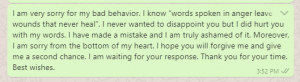 Sorry message to teacher for misbehaving