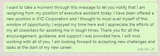 Goodbye messages after resignation