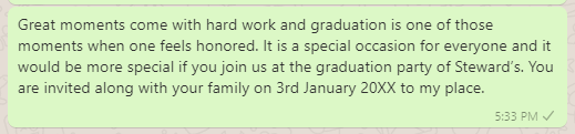 High school graduation invitation message