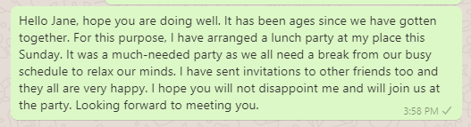 Lunch invitation message