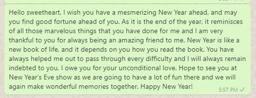 New Year's Eve show message