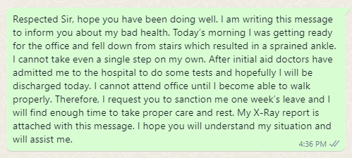 Leave message to boss for sick