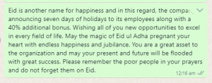 Eid ul Adha Messages greetings for Employees