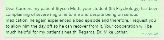 leave message from doctor