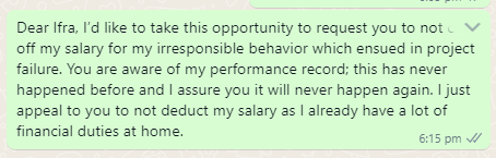 Not to cut off my salary message to HR