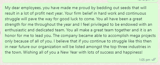 End-of-year message from CEO