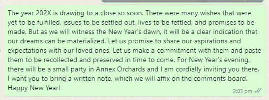 New Year fun party message