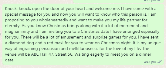 Secret Santa Proposal Message